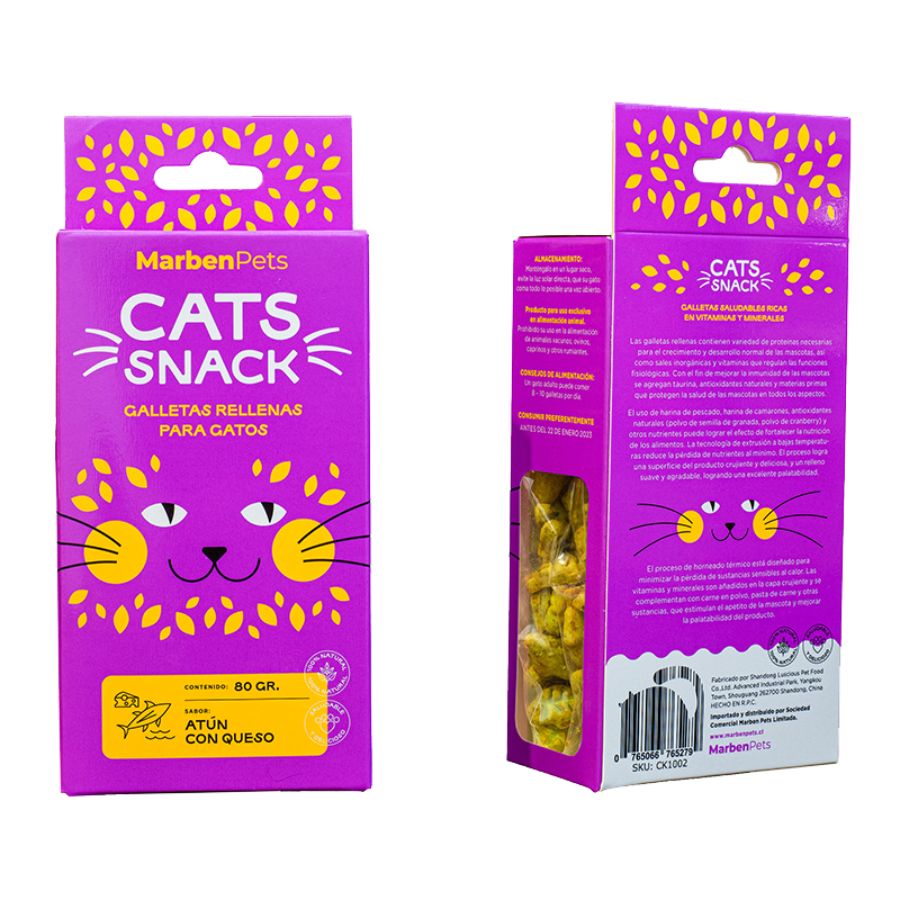 Cats snack galletas rellenas sabor atún y queso, , large image number null